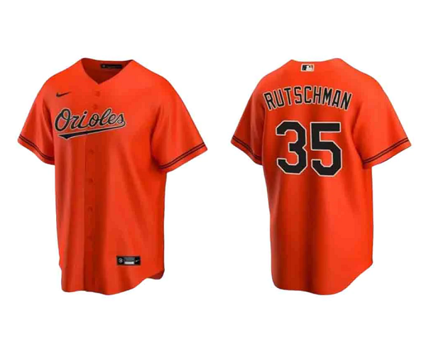 Men's Baltimore Orioles #35 Adley Rutschman Orange Cool Base Stitched Jersey Men's Baltimore Orioles #35 Adley Rutschman Orange Cool Base Stitched Jersey